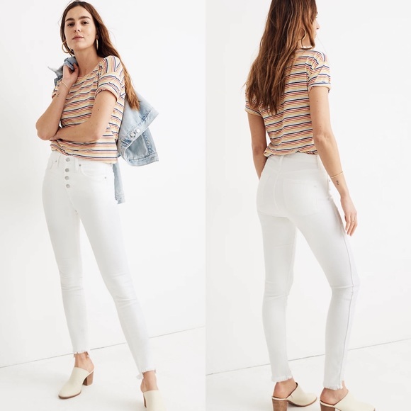 Madewell Denim - Madewell 10" High-Rise Skinny Jeans in Pure White Step Hem Edition